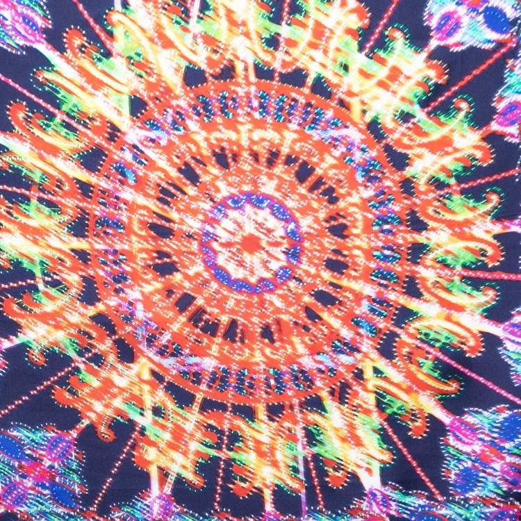Pre Owned Dolce & Gabbana Navy Blue Illumination Print Silk Scarf