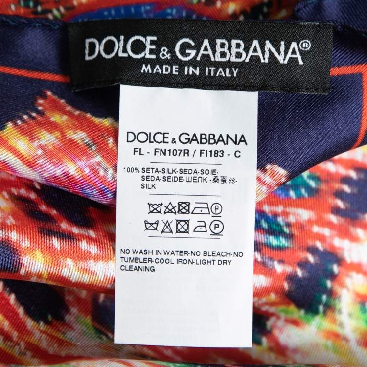 Pre Owned Dolce & Gabbana Navy Blue Illumination Print Silk Scarf