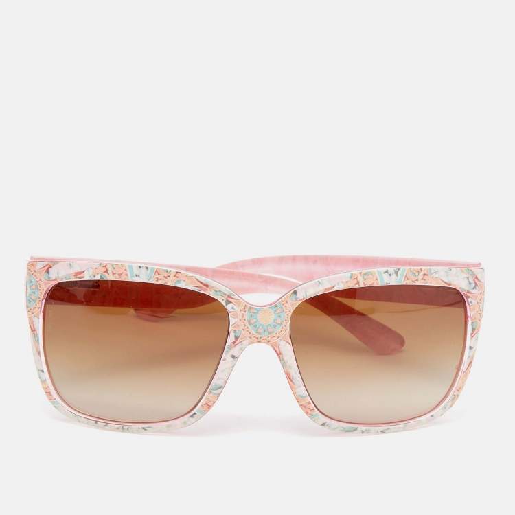 Pre Owned Dolce & Gabbana Pink/ Brown Gradient DG6063 Square Sunglasses