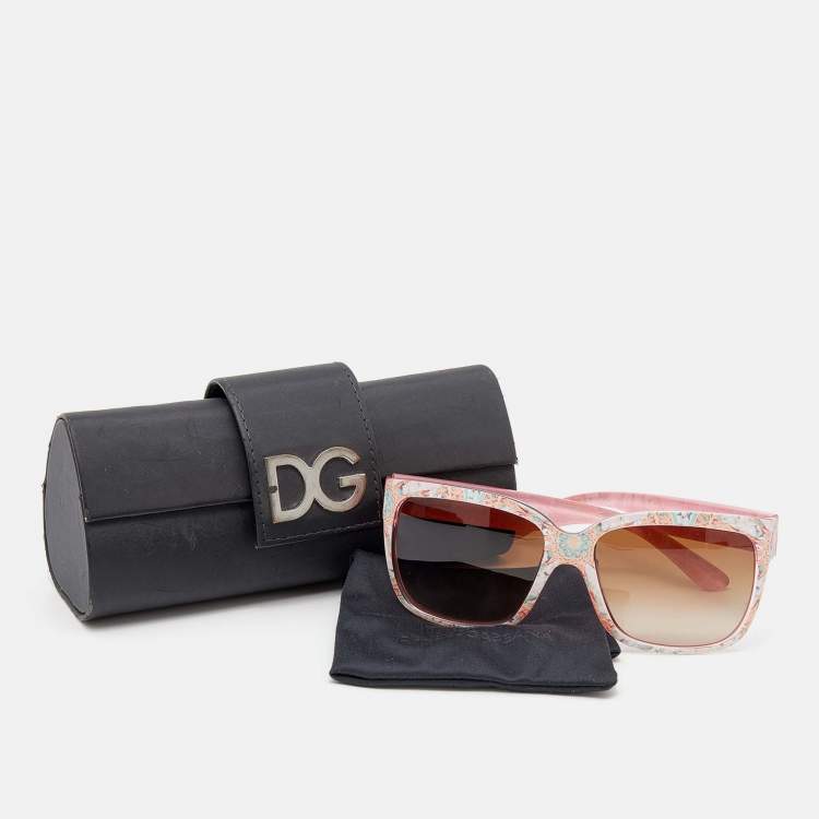 Pre Owned Dolce & Gabbana Pink/ Brown Gradient DG6063 Square Sunglasses