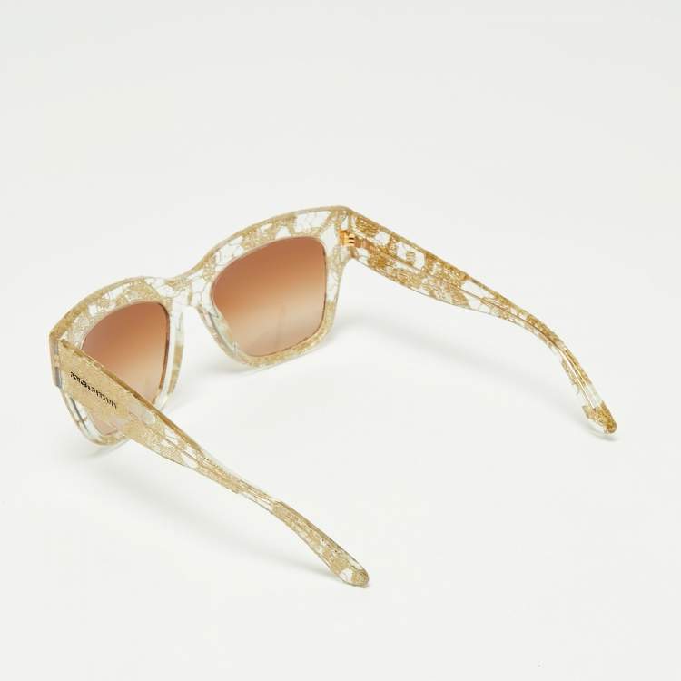 Pre Owned Dolce & Gabbana Gold Lace DG 4231 Square Sunglasses