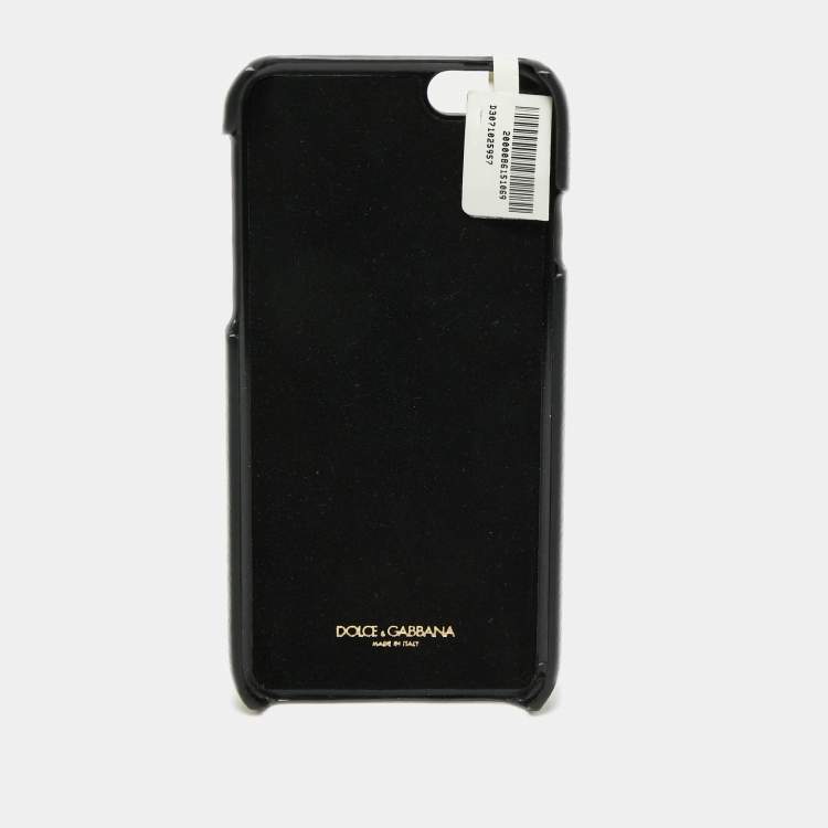 Pre Owned Dolce & Gabbana Black Leather Embellished iPhone 6 Cover