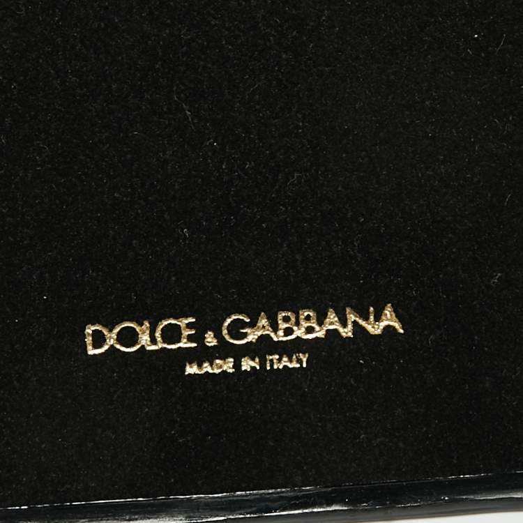 Pre Owned Dolce & Gabbana Black Leather Embellished iPhone 6 Cover
