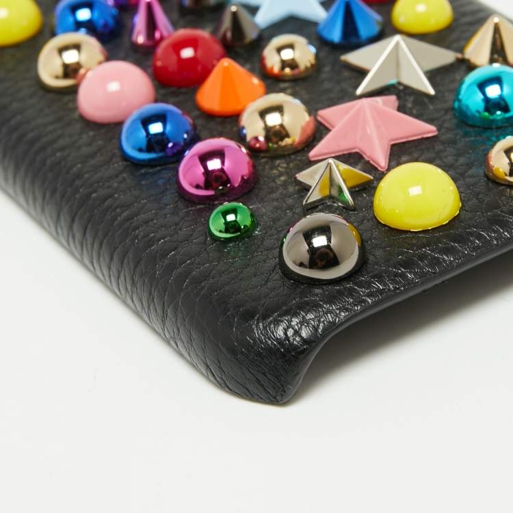 Pre Owned Dolce & Gabbana Black Leather Embellished iPhone 6 Cover