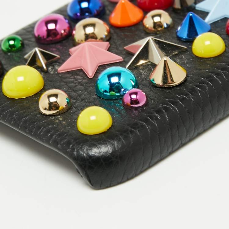 Pre Owned Dolce & Gabbana Black Leather Embellished iPhone 6 Cover