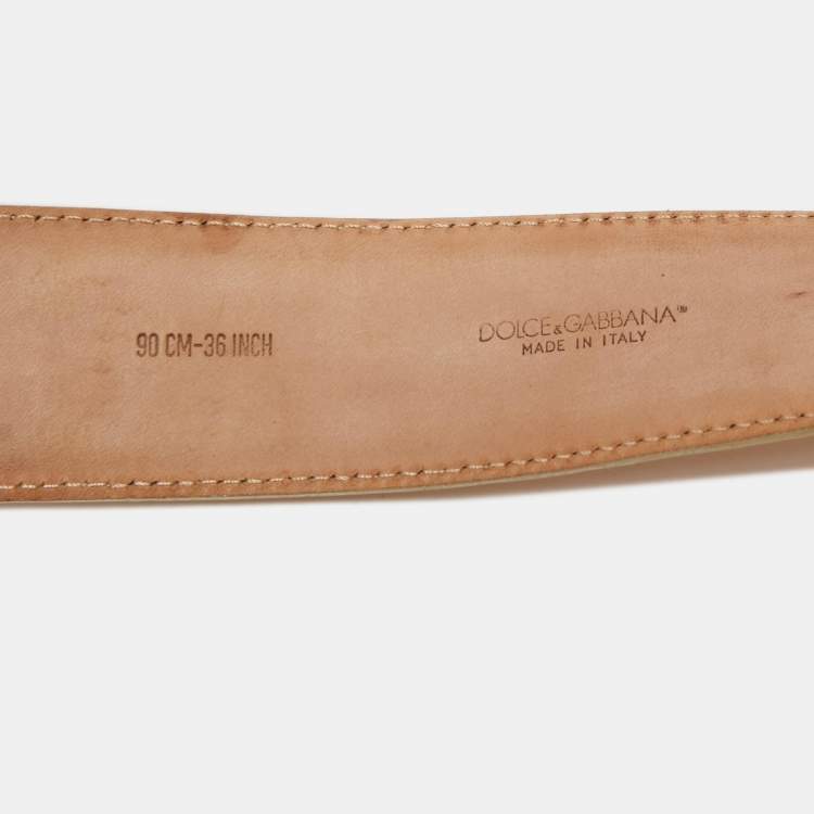 Pre Owned Dolce & Gabbana Light Pink Leather DG Logo Belt 90CM