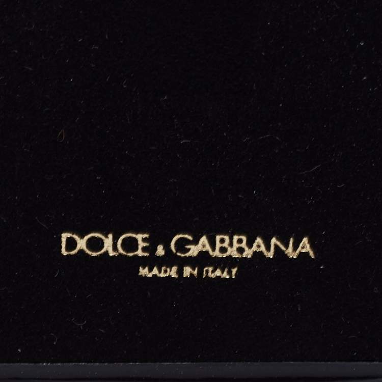 Pre Owned Dolce & Gabbana Black Leather Embellished iPhone 6 Cover