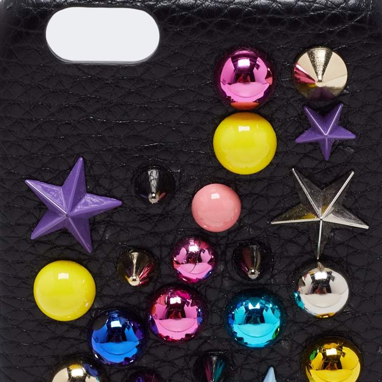 Pre Owned Dolce & Gabbana Black Leather Embellished iPhone 6 Cover