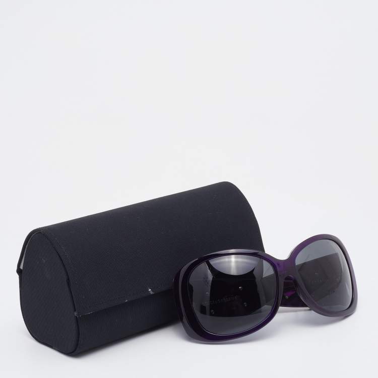 Pre Owned Dolce & Gabbana Purple/ Grey Limited Edition DG 4043 Embellished Oversized Sunglasses