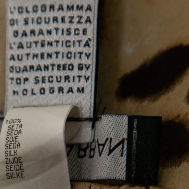 Pre Owned Dolce & Gabbana Brown Animal Print Satin Silk Scarf