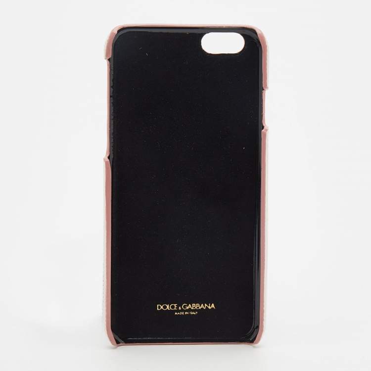 Pre Owned Dolce & Gabbana Pink Lizard Embossed Leather Crystal Embellished iPhone 6 Case