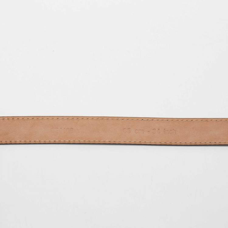 Pre Owned Dolce & Gabbana Black Patent Leather DG Buckle Slim Belt 85CM