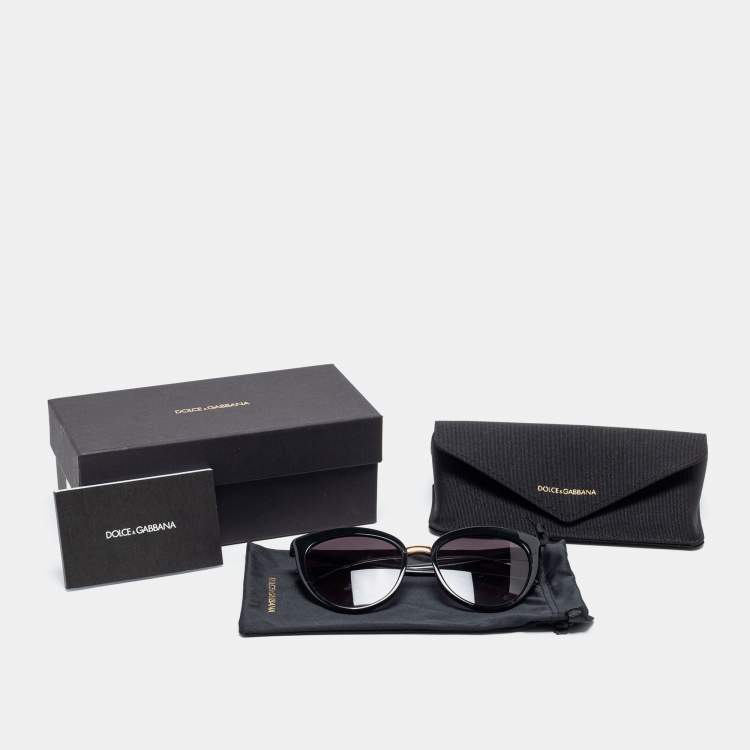 Pre Owned Dolce & Gabbana Black/ Grey Gradient DG 6113 Cat Eye Sunglasses