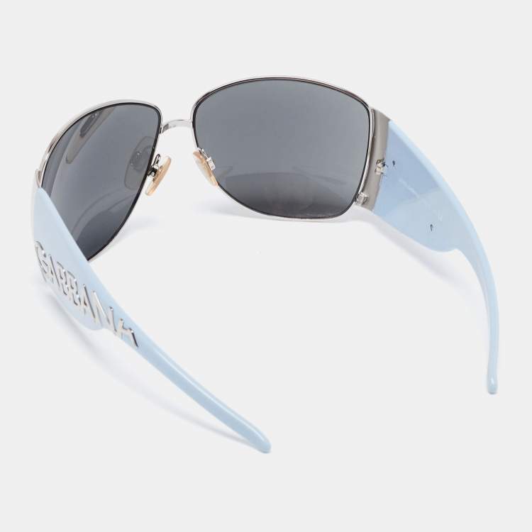 Pre Owned Dolce & Gabbana Blue/Silver DG 2014 Oversized Sunglasses