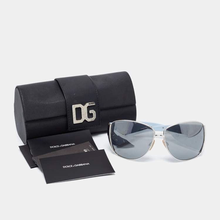 Pre Owned Dolce & Gabbana Blue/Silver DG 2014 Oversized Sunglasses