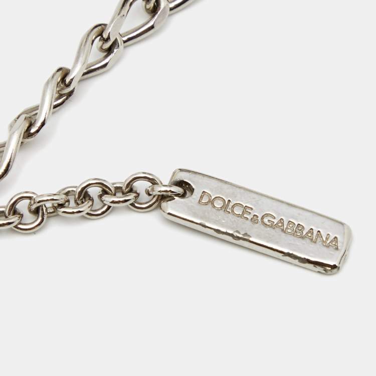 Pre Owned Dolce & Gabbana Purple Crystal Embellished Silver Tone Belt
