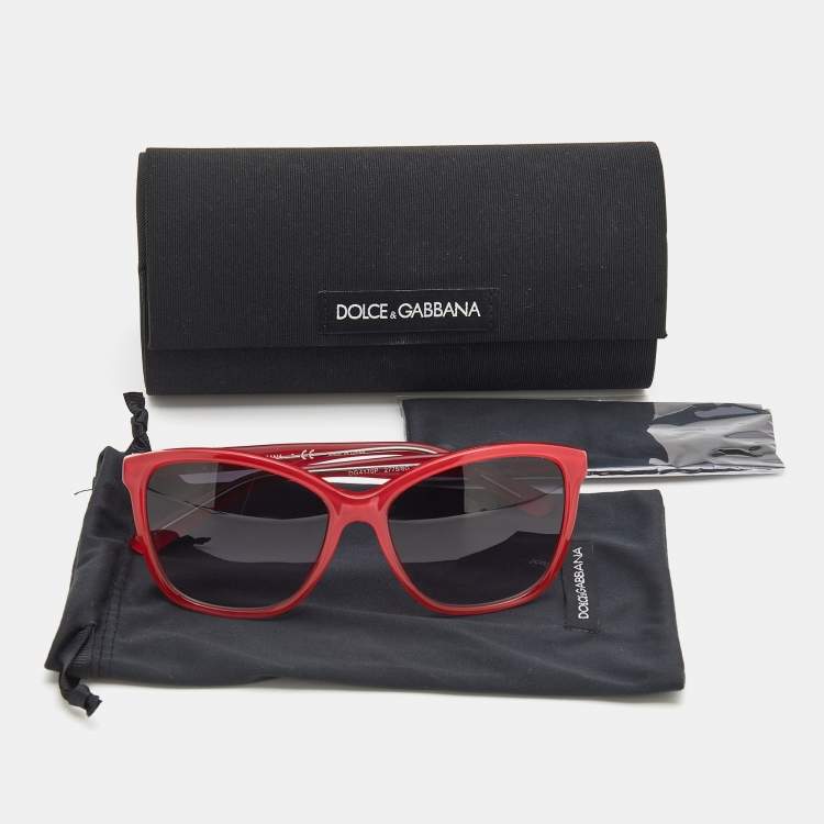 Pre Owned Dolce & Gabbana Red/ Grey Gradient DG4170P Cat-Eye Sunglasses