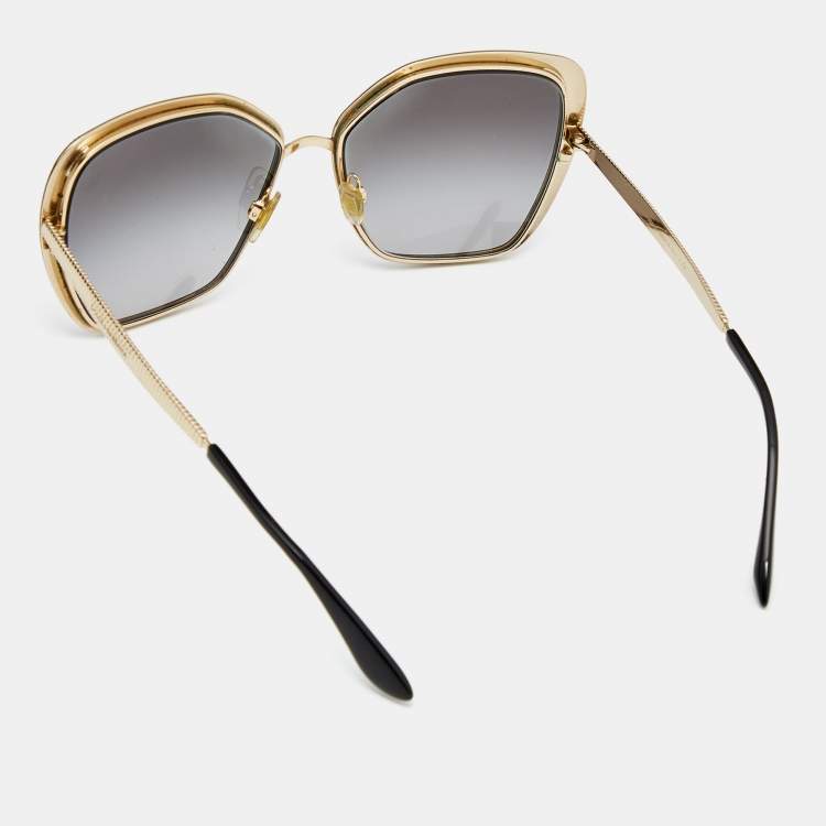 Pre Owned Dolce & Gabbana Grey Gradient/Black DG2197 Oversized Sunglasses