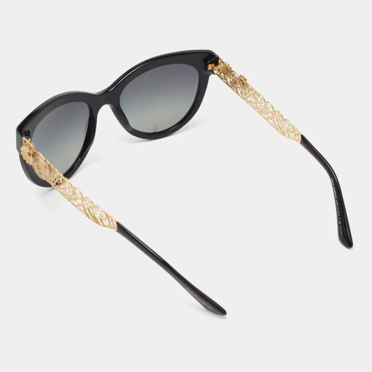 Pre Owned Dolce & Gabbana Black /Grey DG 4211 Polarized Cat Eye Sunglasses