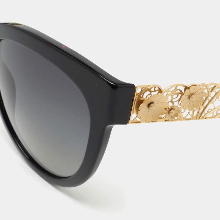 Pre Owned Dolce & Gabbana Black /Grey DG 4211 Polarized Cat Eye Sunglasses