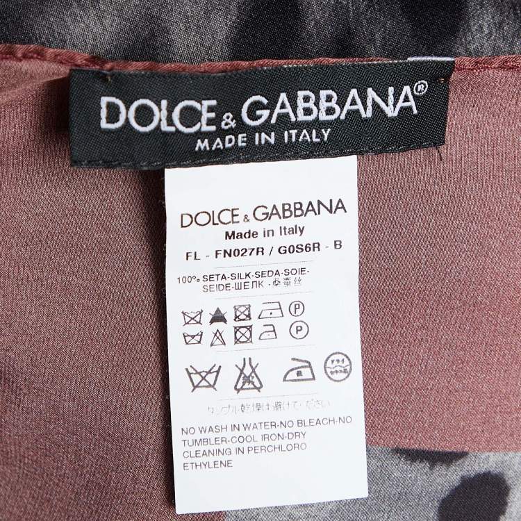 Pre Owned Dolce & Gabbana Grey Leopard Print Silk Satin Scarf