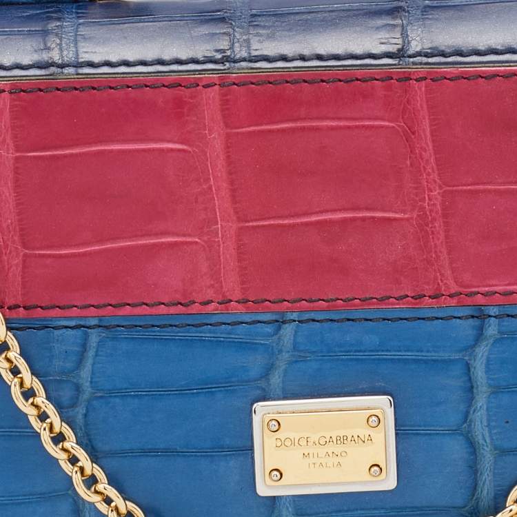 Pre Owned Dolce & Gabbana Multicolor Crocodile Miss Sicily Von Smartphone Bag