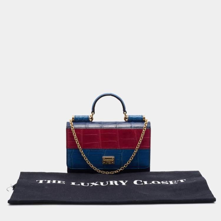 Pre Owned Dolce & Gabbana Multicolor Crocodile Miss Sicily Von Smartphone Bag
