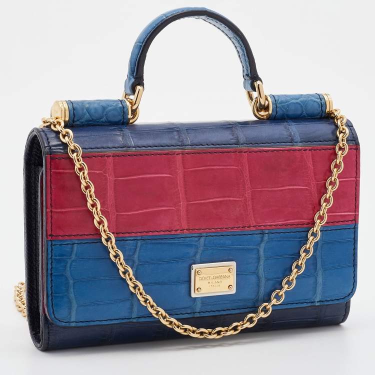 Pre Owned Dolce & Gabbana Multicolor Crocodile Miss Sicily Von Smartphone Bag