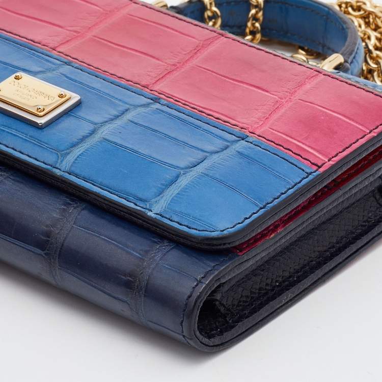 Pre Owned Dolce & Gabbana Multicolor Crocodile Miss Sicily Von Smartphone Bag