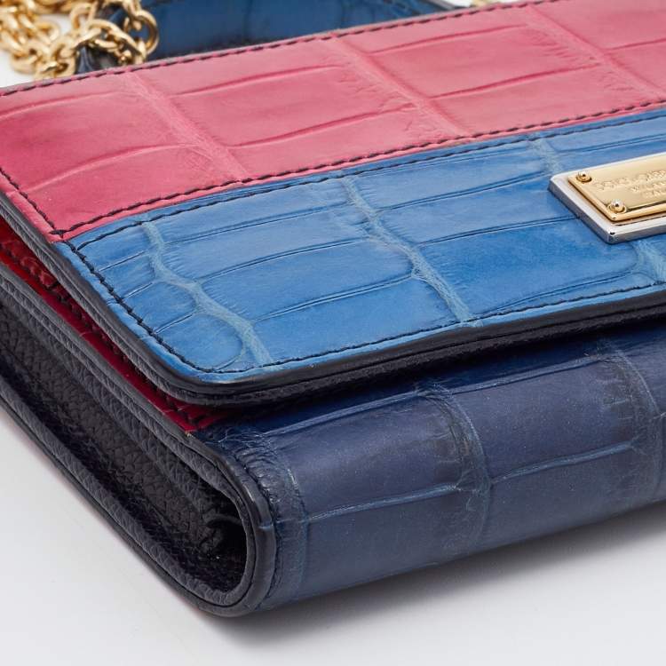 Pre Owned Dolce & Gabbana Multicolor Crocodile Miss Sicily Von Smartphone Bag