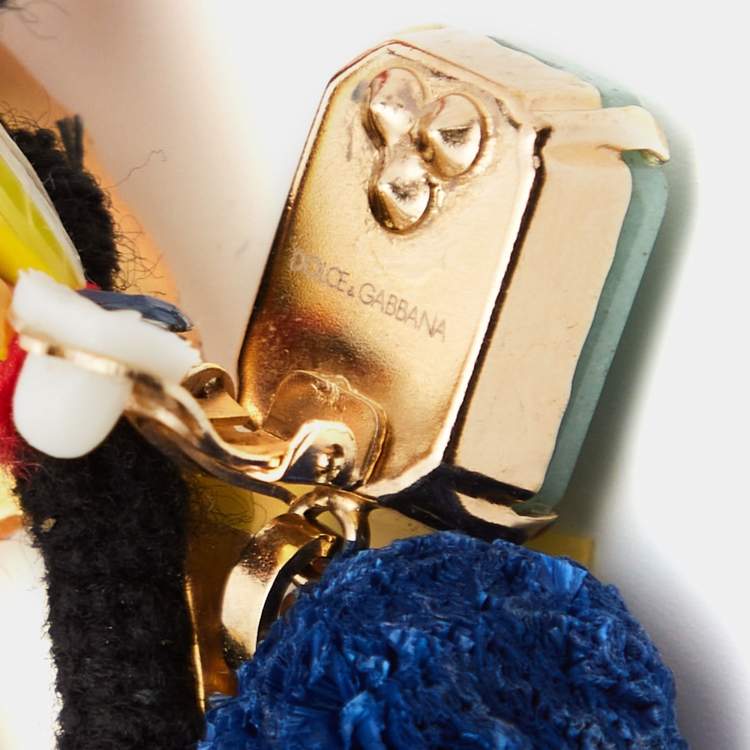 مملوكة مسبقًا Dolce & Gabbana Multicolor Pom Pom & Tassel Oversized Clip On Earrings