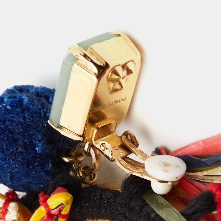 مملوكة مسبقًا Dolce & Gabbana Multicolor Pom Pom & Tassel Oversized Clip On Earrings
