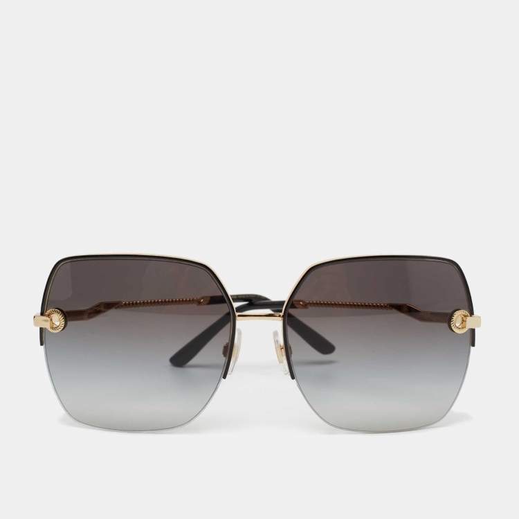 Pre Owned Dolce & Gabbana Gold Tone/ Grey Gradient Oversized Sunglasses