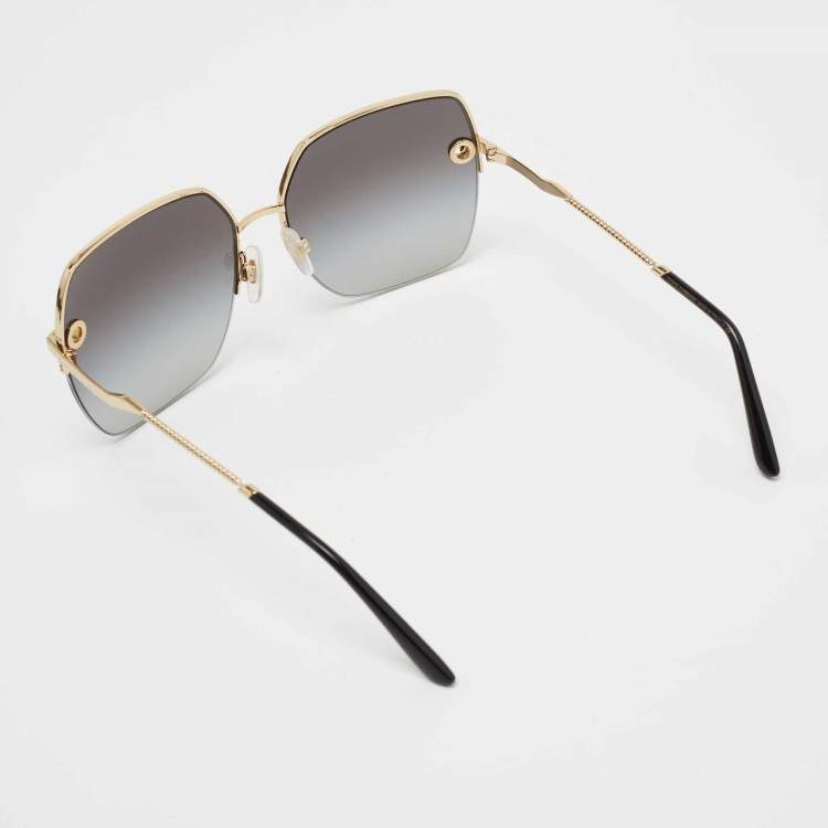 Pre Owned Dolce & Gabbana Gold Tone/ Grey Gradient Oversized Sunglasses