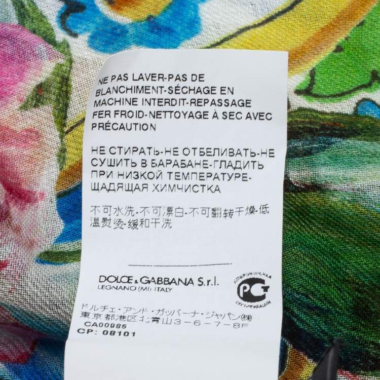 Pre Owned Dolce & Gabbana Multicolor Sicily Majolica Rose Cashmere Blend Wrap Scarf 