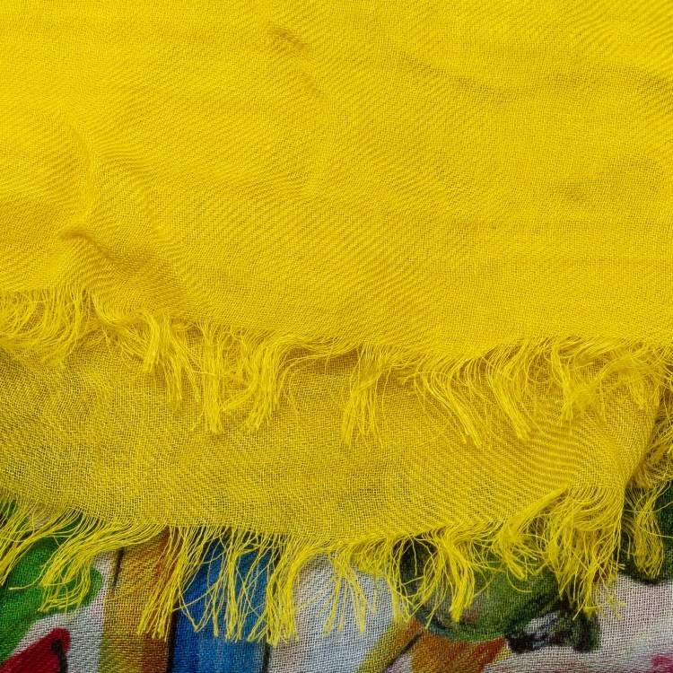 Pre Owned Dolce & Gabbana Multicolor Sicily Majolica Rose Cashmere Blend Wrap Scarf 