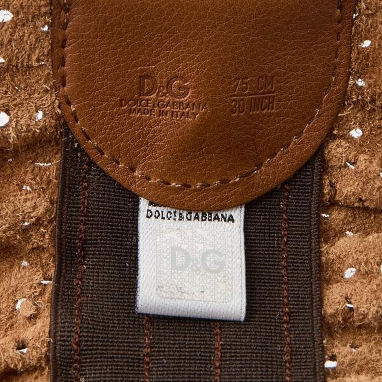 Pre Owned Dolce & Gabbana Brown Leather Wide Waist Belt 75CM