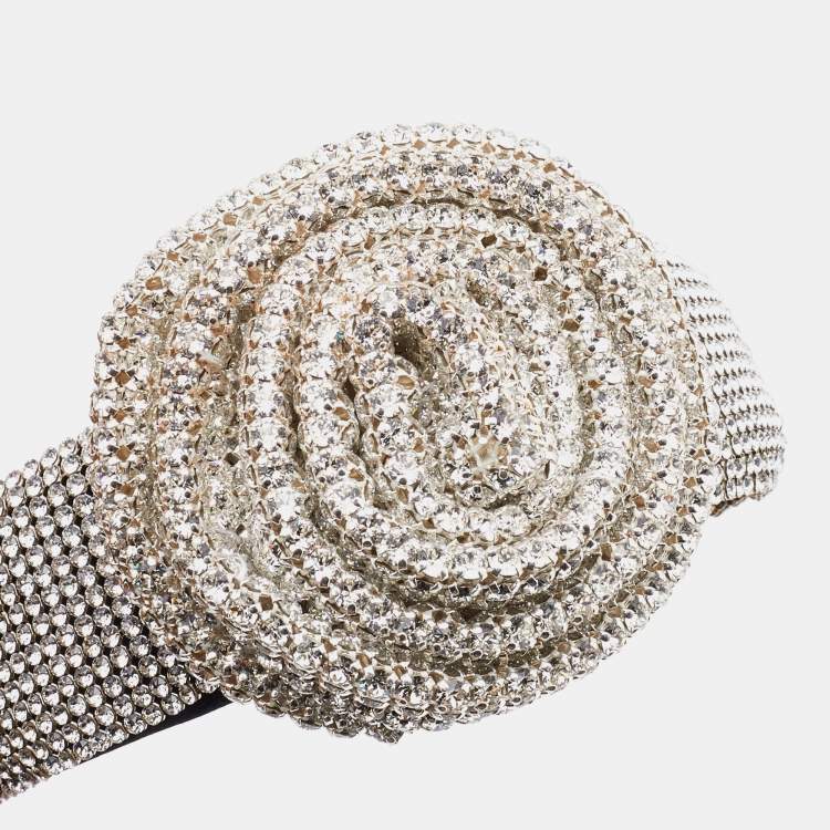 Pre Owned Dolce & Gabbana Metallic Floral Crystal Studded Hairband
