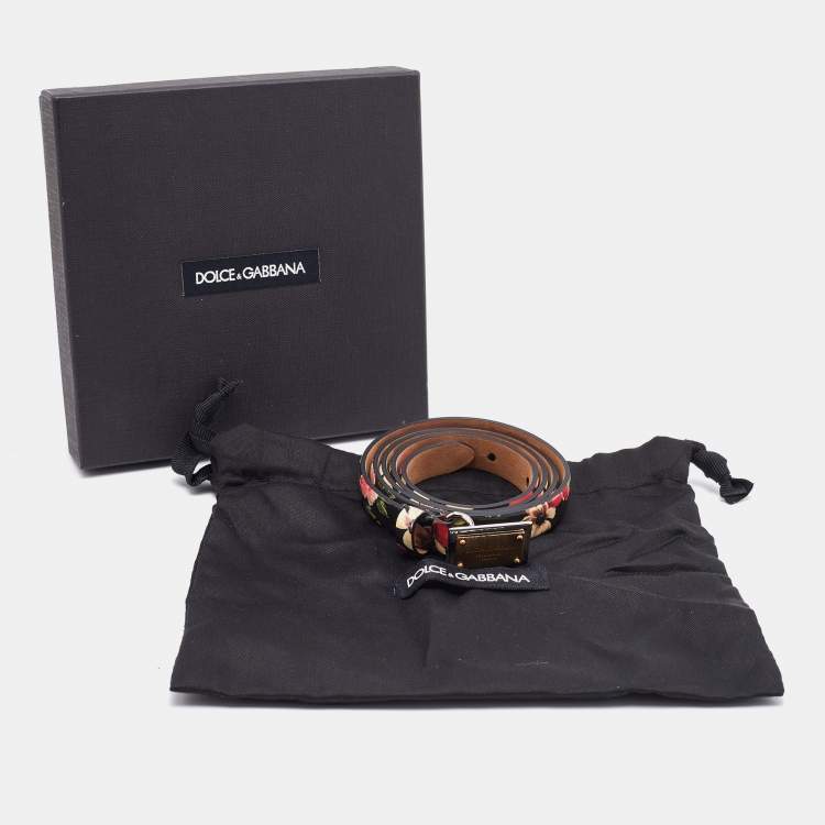 Pre Owned Dolce & Gabbana Multicolor Floral Print Patent Leather Belt 85 CM