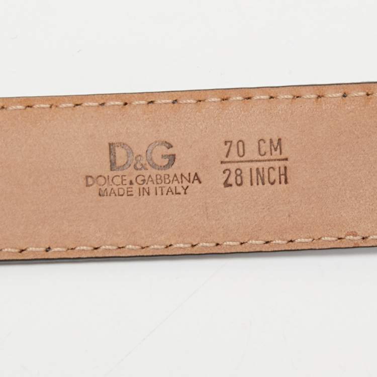 Pre Owned Dolce & Gabbana Blue Leather D&G Logo Buckle Belt 70CM