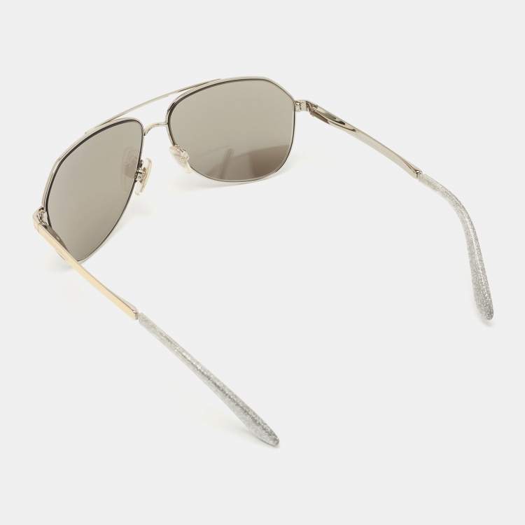 Pre Owned Dolce & Gabbana Silver DG2144 Aviators Sunglasses
