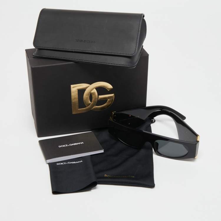 Pre Owned Dolce & Gabbana Black/Dark Grey Rectangular DG4412 501/87 Sunglasses