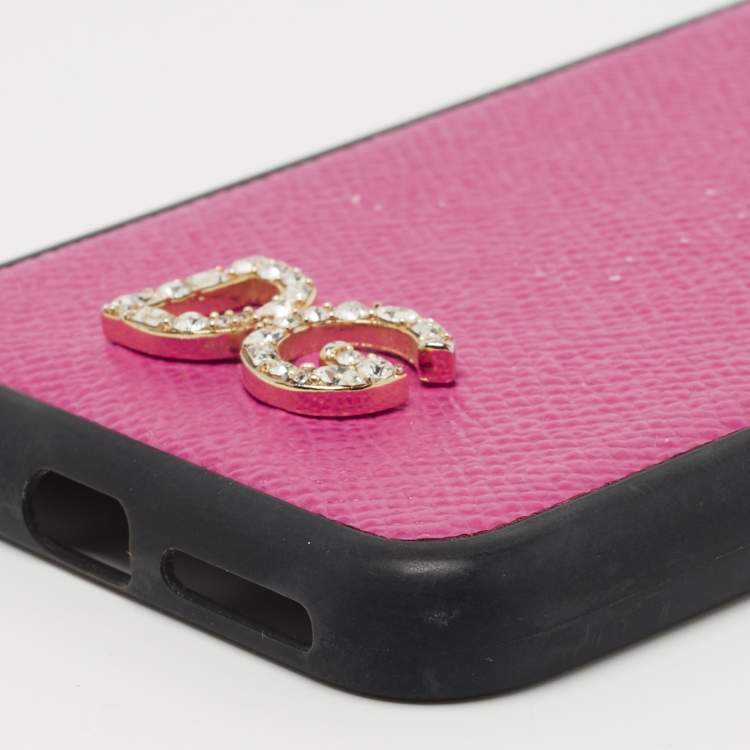 Pre Owned Dolce & Gabbana Pink/Black Leather iPhone X Cover