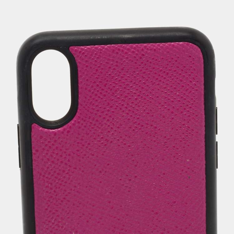 Pre Owned Dolce & Gabbana Pink/Black Leather iPhone X Cover
