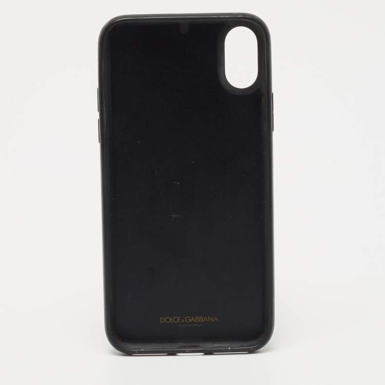 Pre Owned Dolce & Gabbana Pink/Black Leather iPhone X Cover