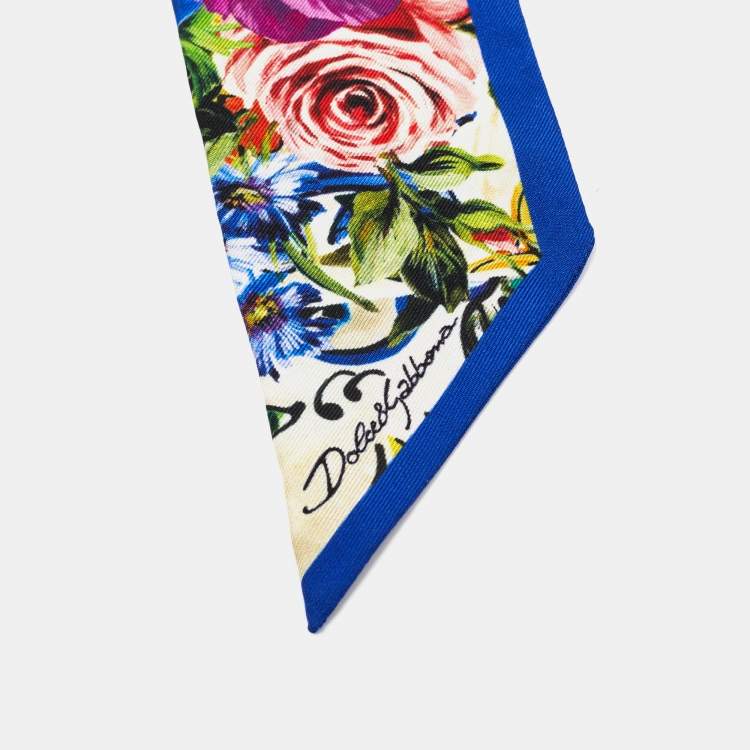 Pre Owned Dolce & Gabbana Multicolor Floral Printed Silk Bandeau Scarf