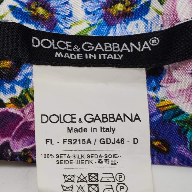 Pre Owned Dolce & Gabbana Multicolor Floral Printed Silk Bandeau Scarf