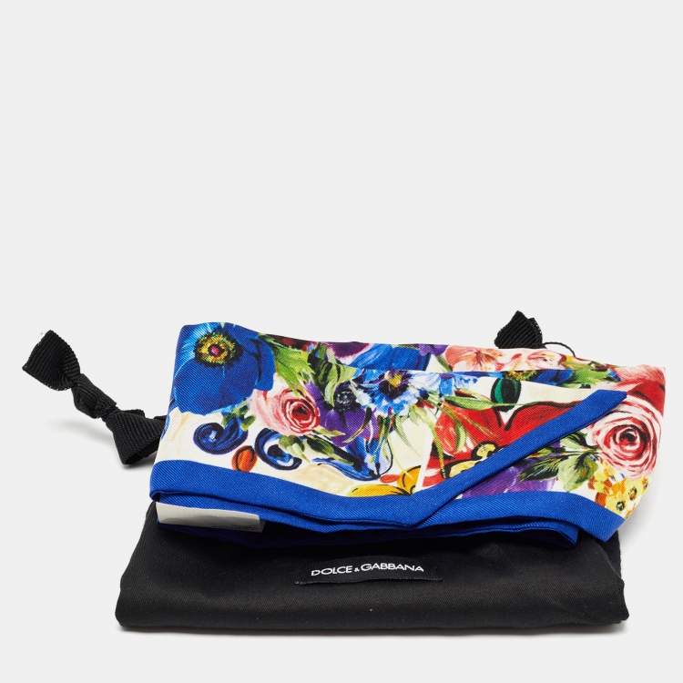 Pre Owned Dolce & Gabbana Multicolor Floral Printed Silk Bandeau Scarf