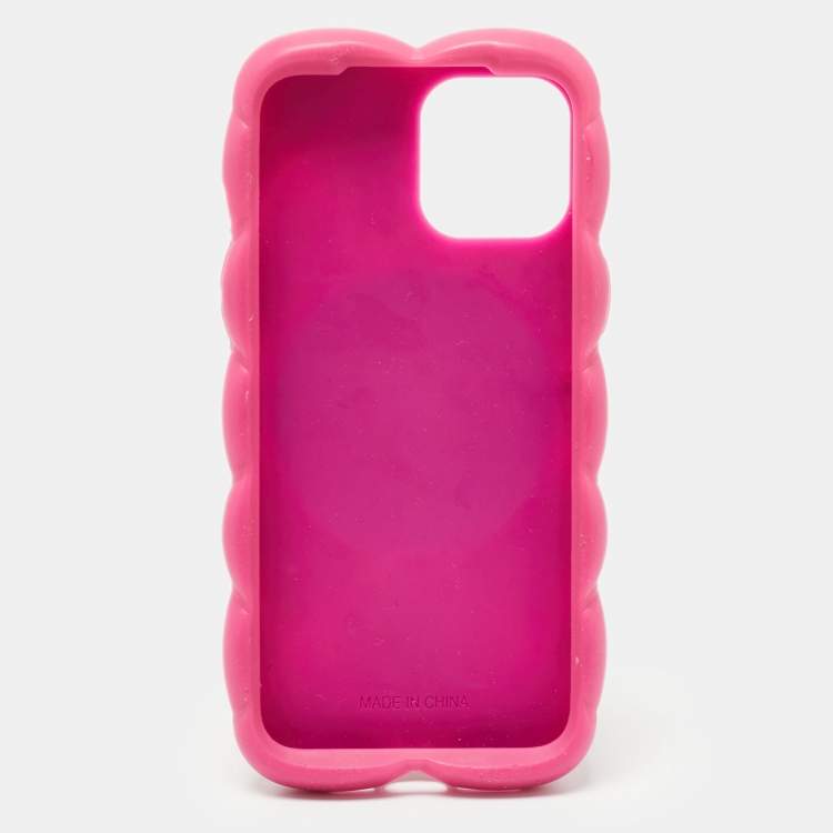Pre Owned Dolce & Gabbana Pink Quilted Rubber Logo Iphone 13 Pro Max Case