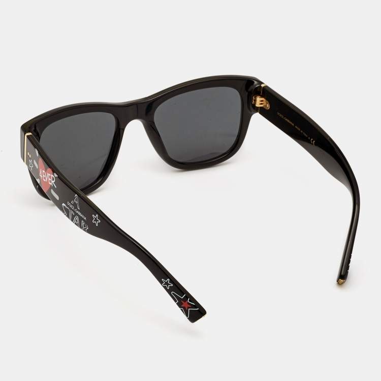Pre Owned Dolce & Gabbana Black Graffiti DG 4338 Square Sunglasses